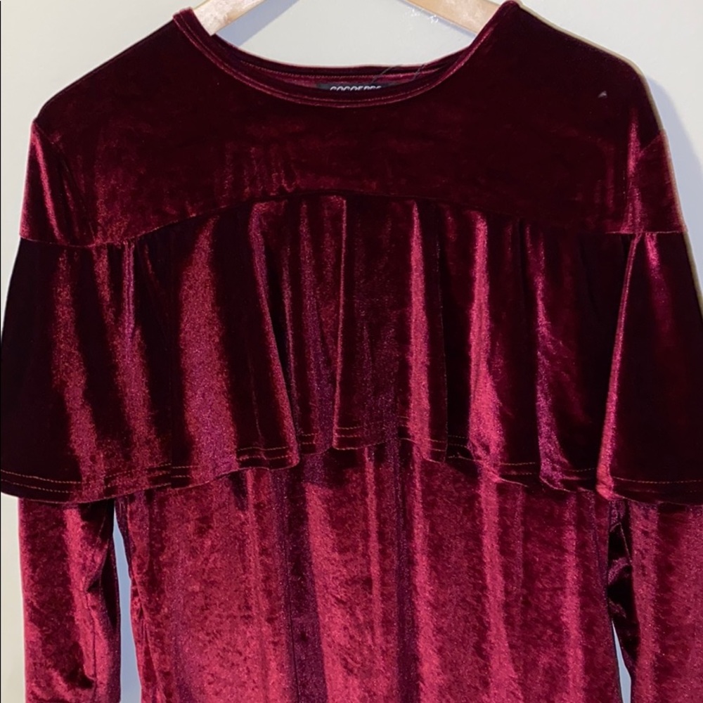 Cocoepps Velour Look Bugundy Tunic ruffle 5Xl
